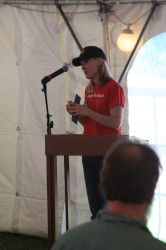 NBA President, Danae Peckler, addresses the barn-loving crowd last June at the CT Trust's "Celebration of Barns" (photo credit: Jim Prager).